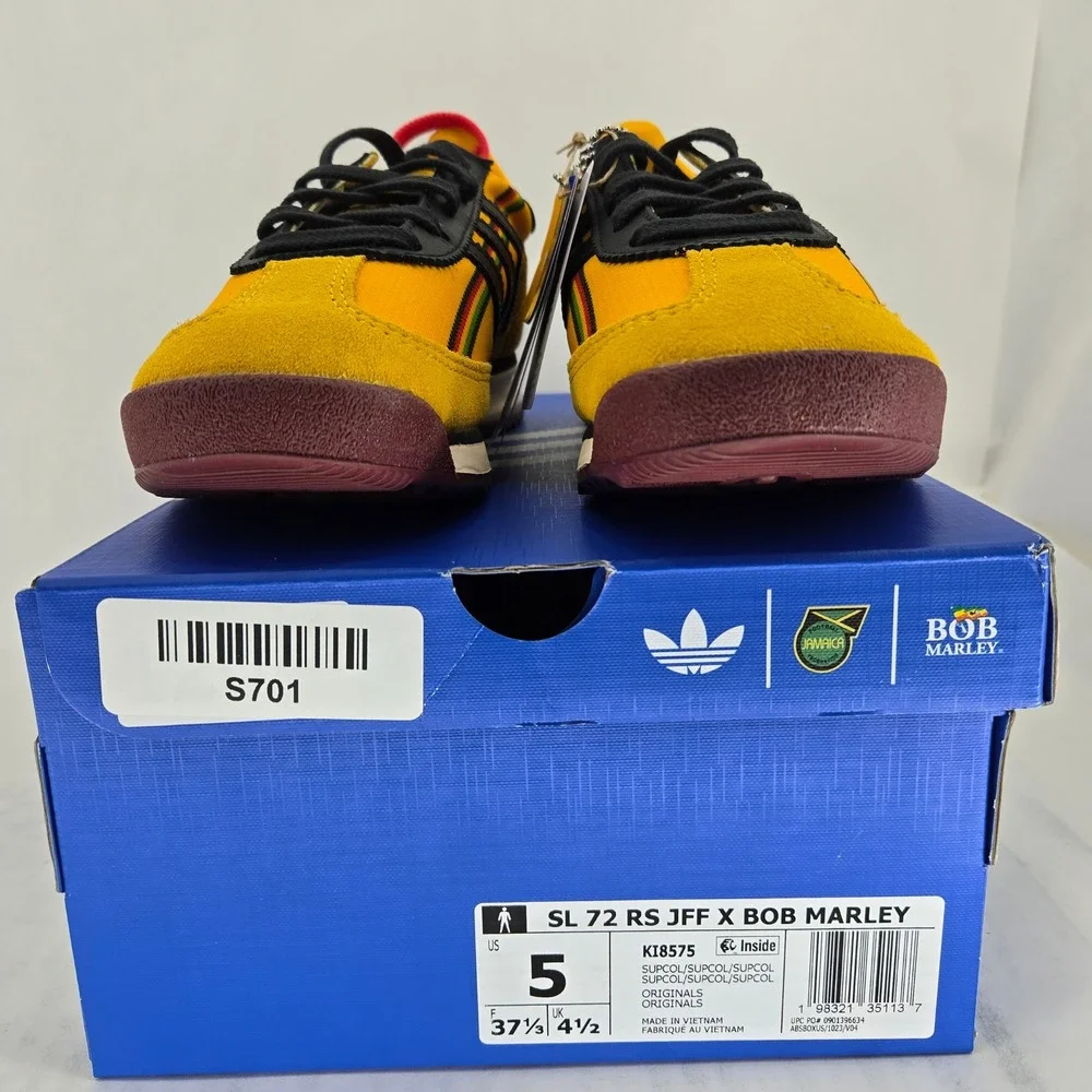 Adidas SL 72 RS JFF Bob Marley Jamaica Yellow Black Sneakers KI8575 Mens 5 NEW